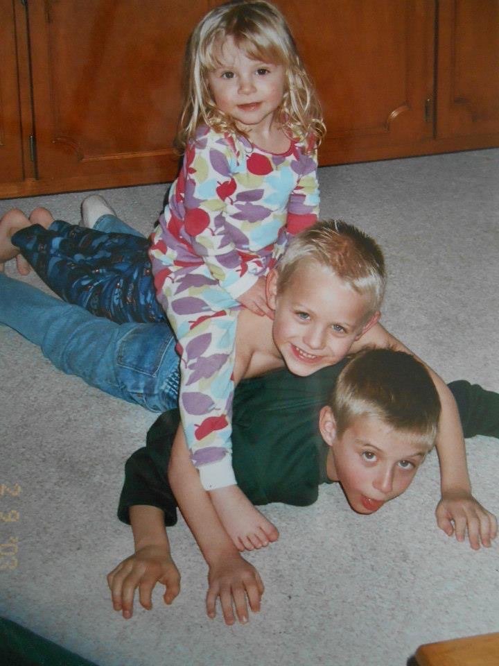 sister and brothers stacked