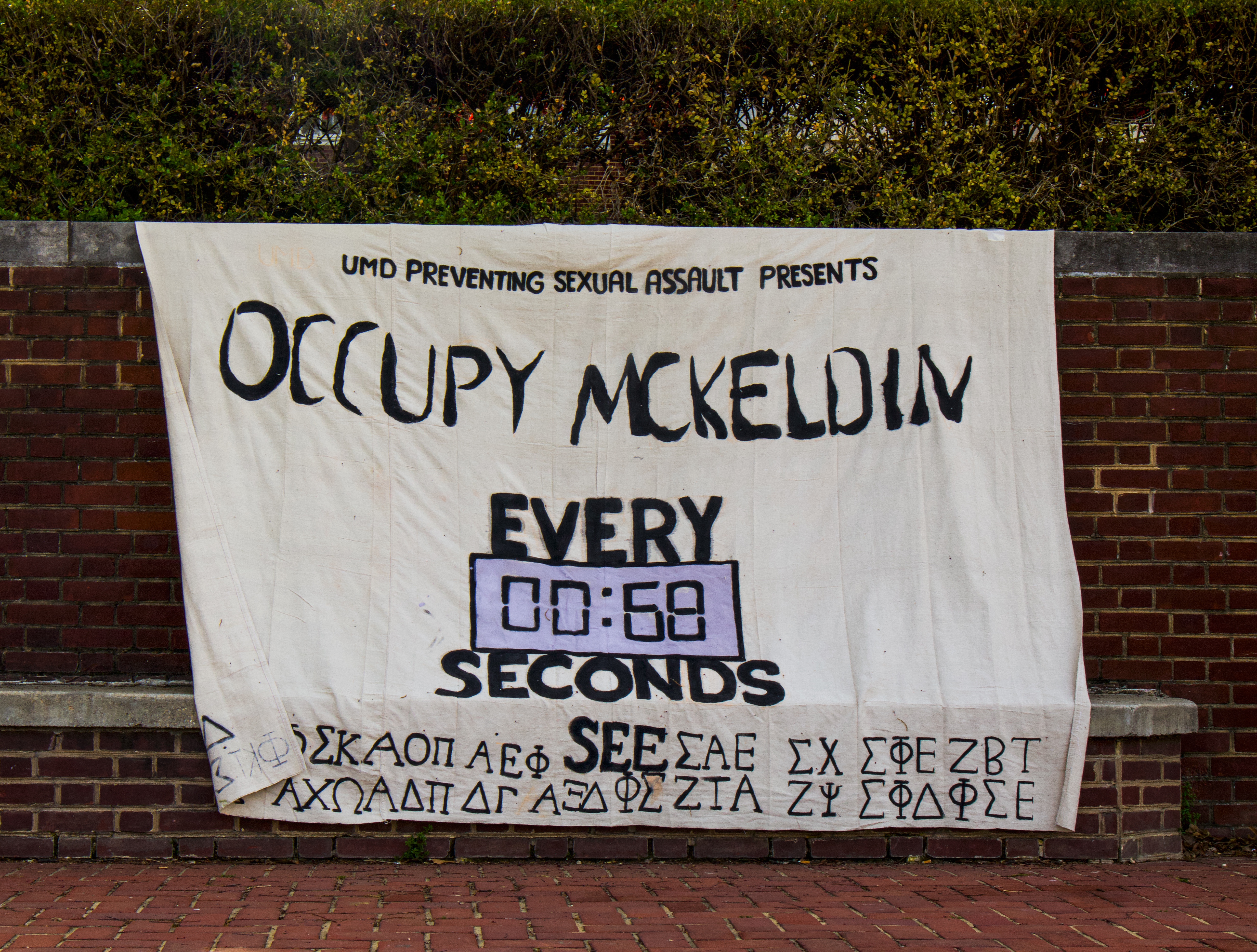 Protest preventing sexual assault (Occupy McKeldin)) Banner