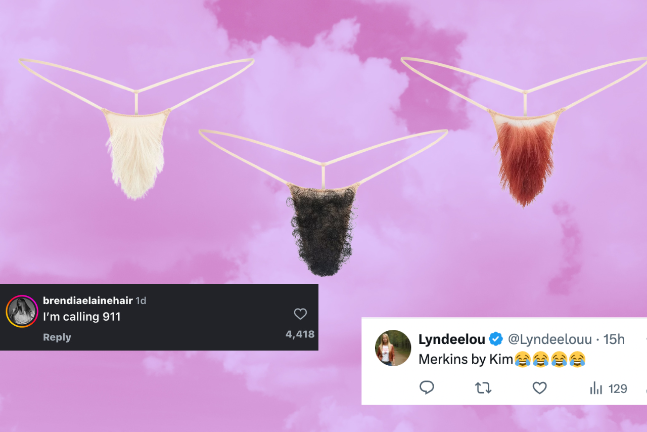 SKIMS faux hair thongs and reactions