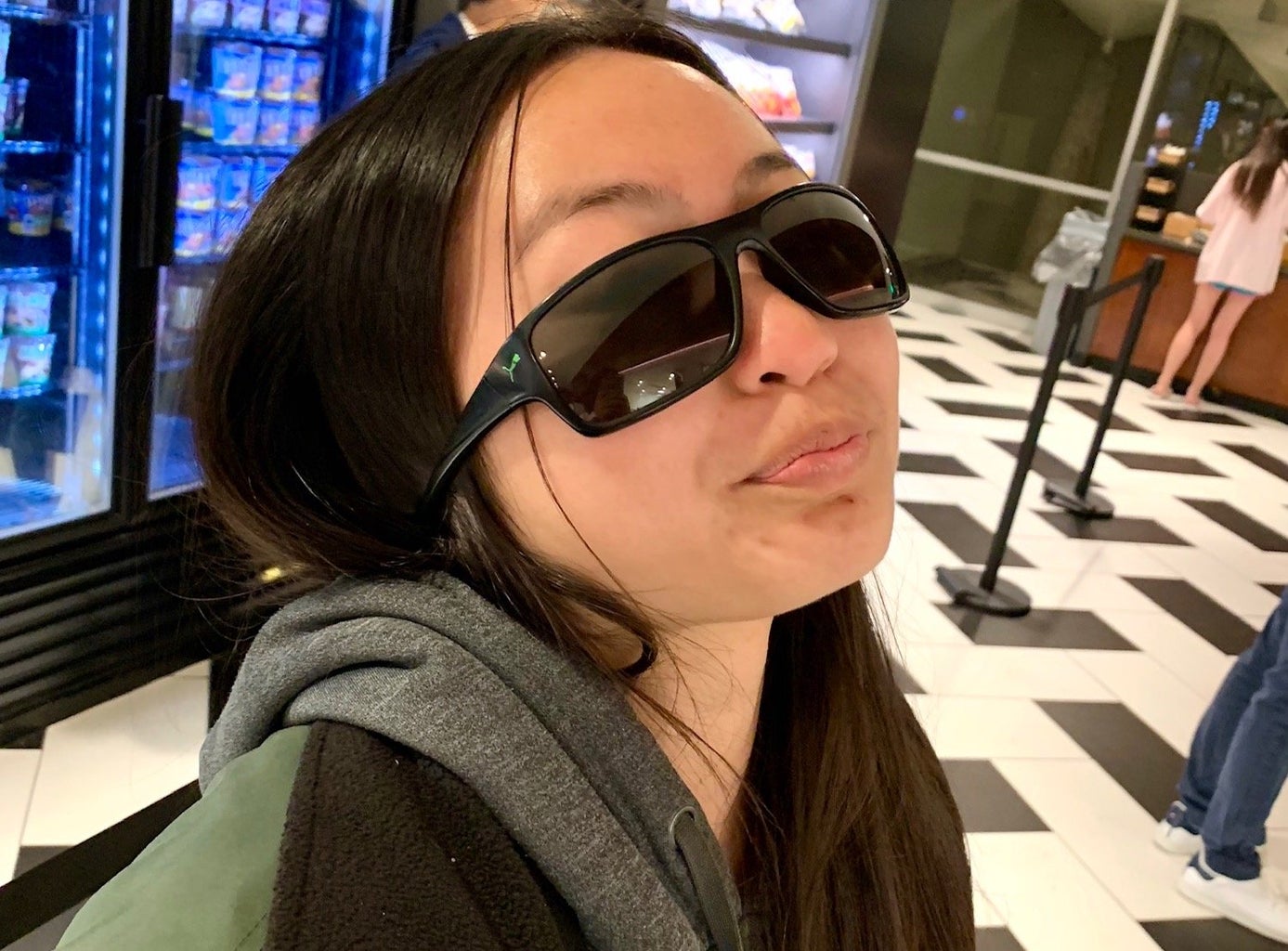 Ashley at the study sunglasses