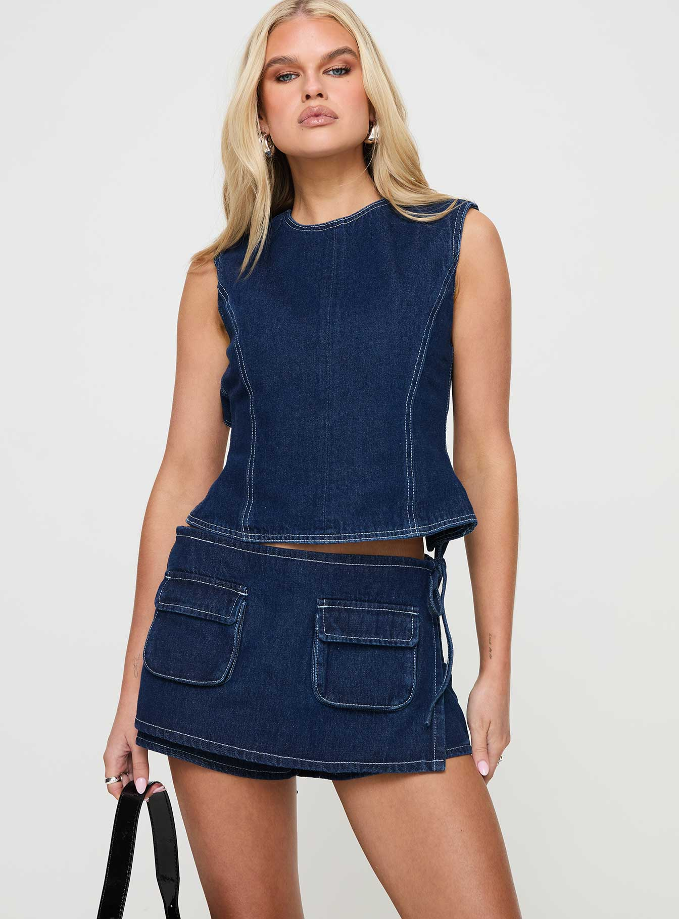 Princess Polly Countryside Skort Blue Denim