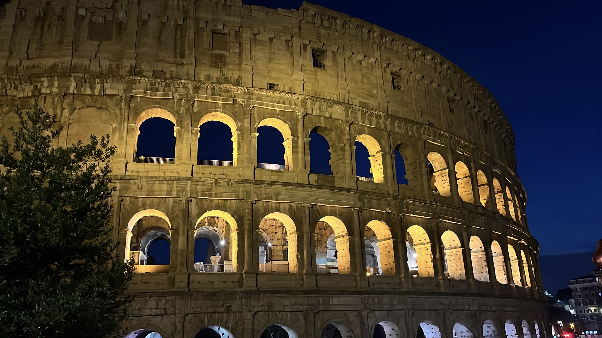 The colosseum lit up