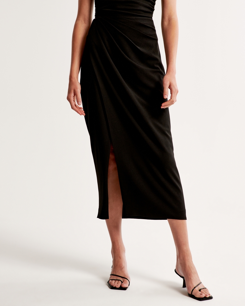 Abercrombie & Fitch Crepe Draped Midi Skirt