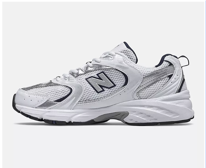 New Balance 530 shoe with silver accents