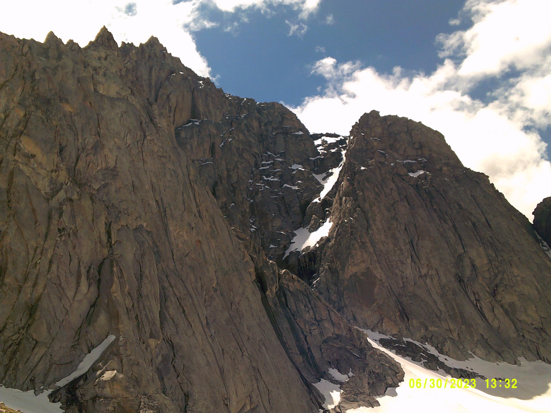 Looking up toward Temple Peak, Wyoming from the northeast.