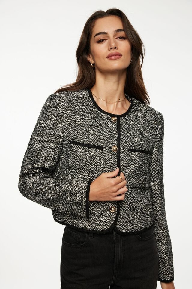 Dynamite Margaux Boucle Tweed Blazer