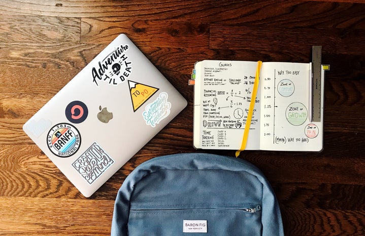 Backpack with a laptop and notebook