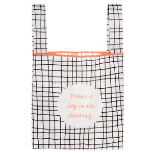 black and white checkered tote bag with quote that reads \