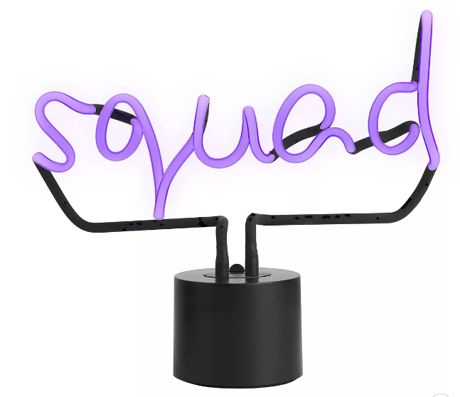 squad neon sign for dorm room