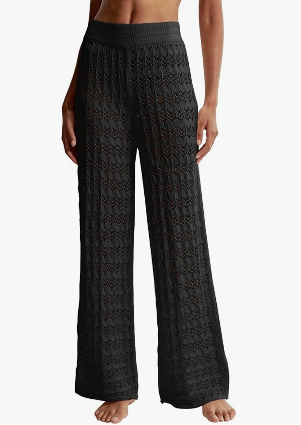 Saodimallsu Black Crochet Cover Up Pants