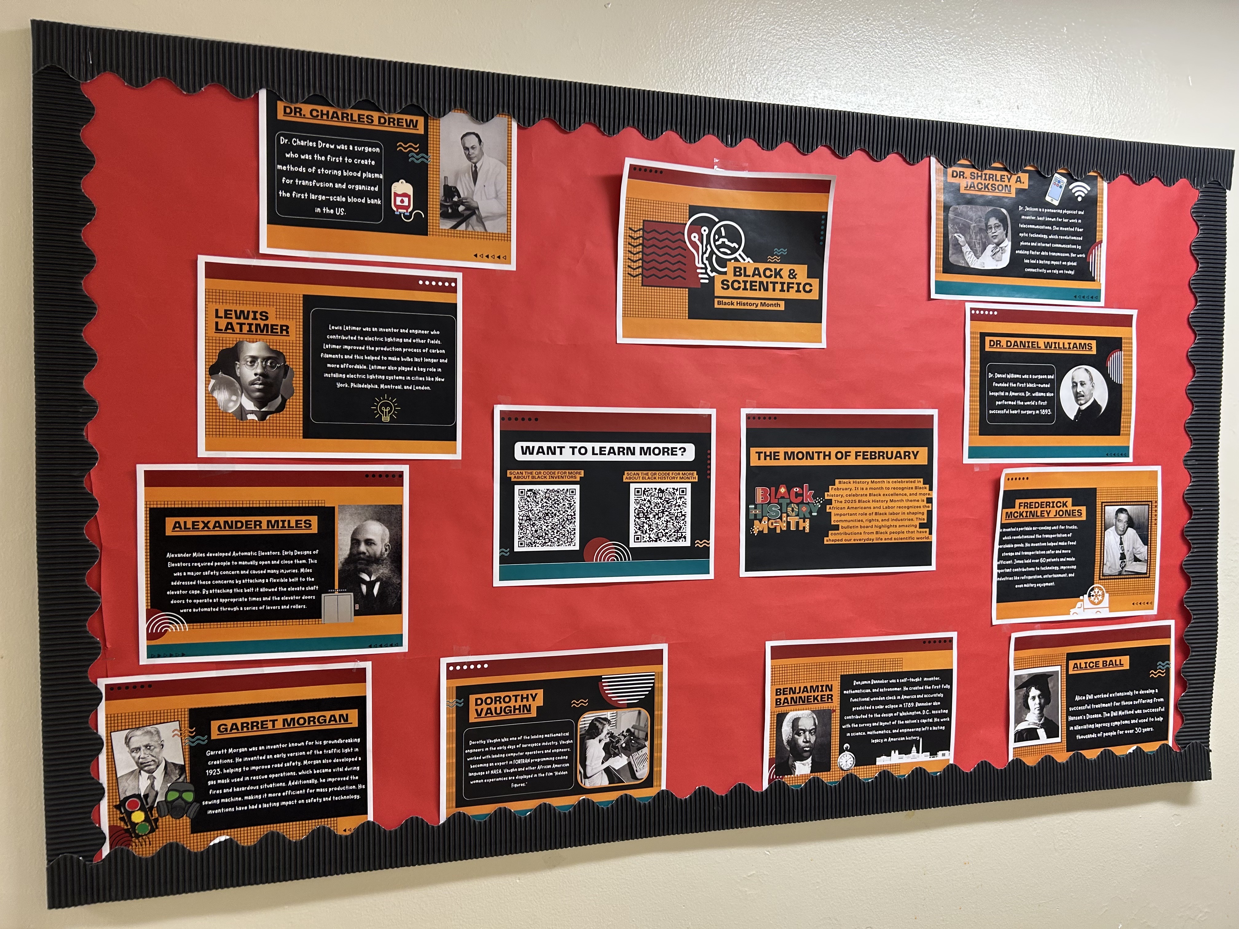 black history month board with information of historical Black figures