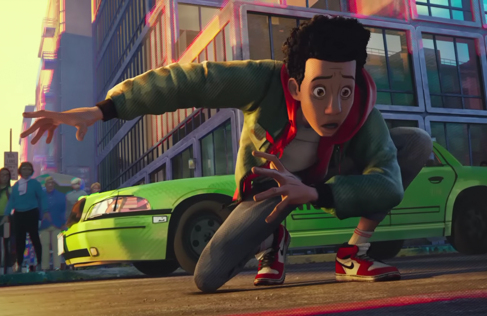 Miles Morales/Spider-Man in Brooklyn. Screenshot from Sony Pictures Entertainment\'s Official Trailer for \