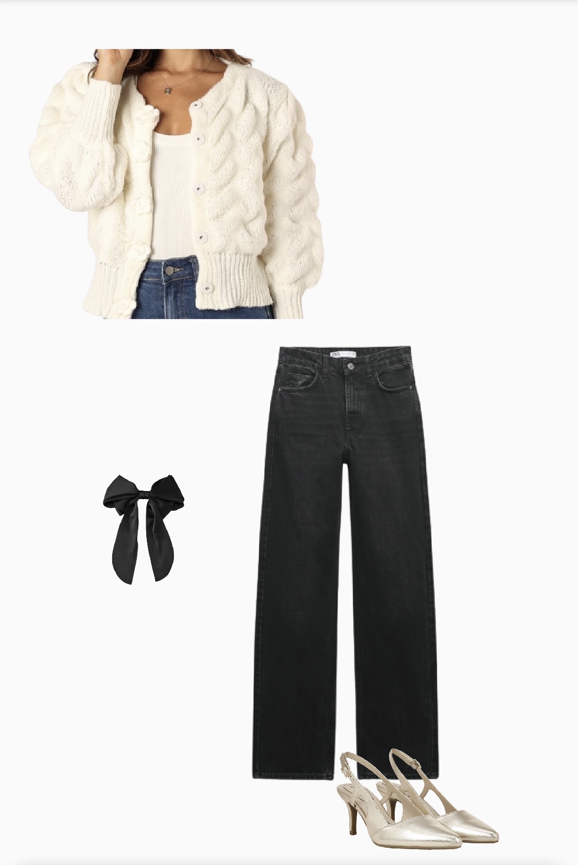 Black Amazon bow outfit collage