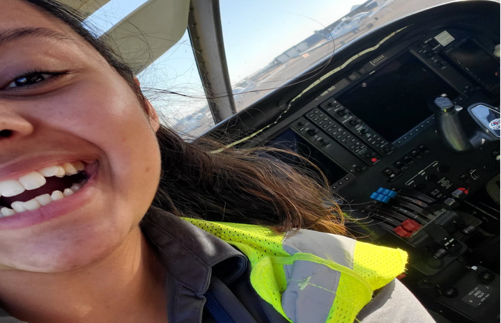 Selfie in plane cockpit