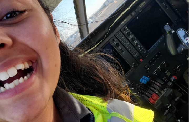 Selfie in plane cockpit