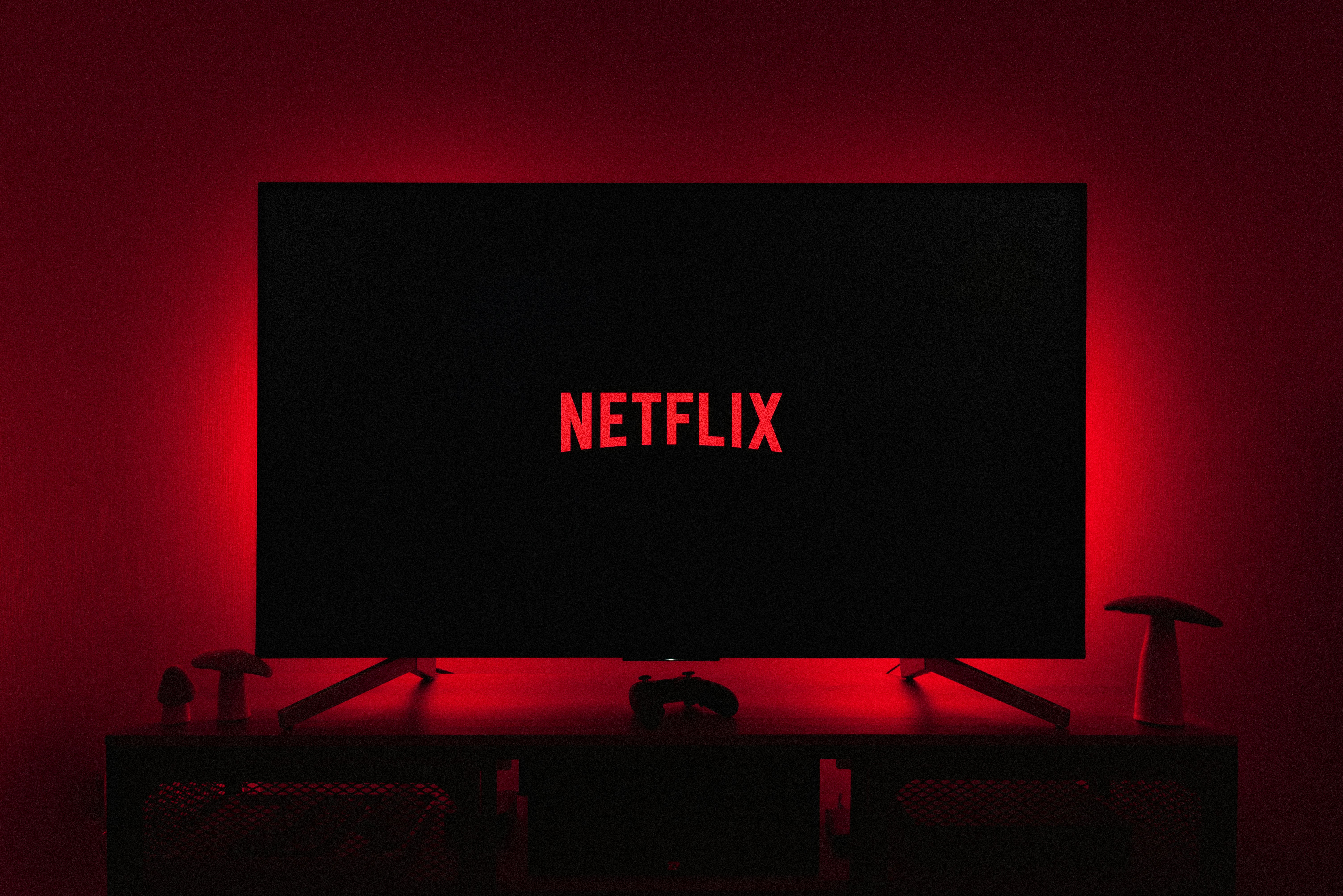 A tv screen with the Netflix logo on it.