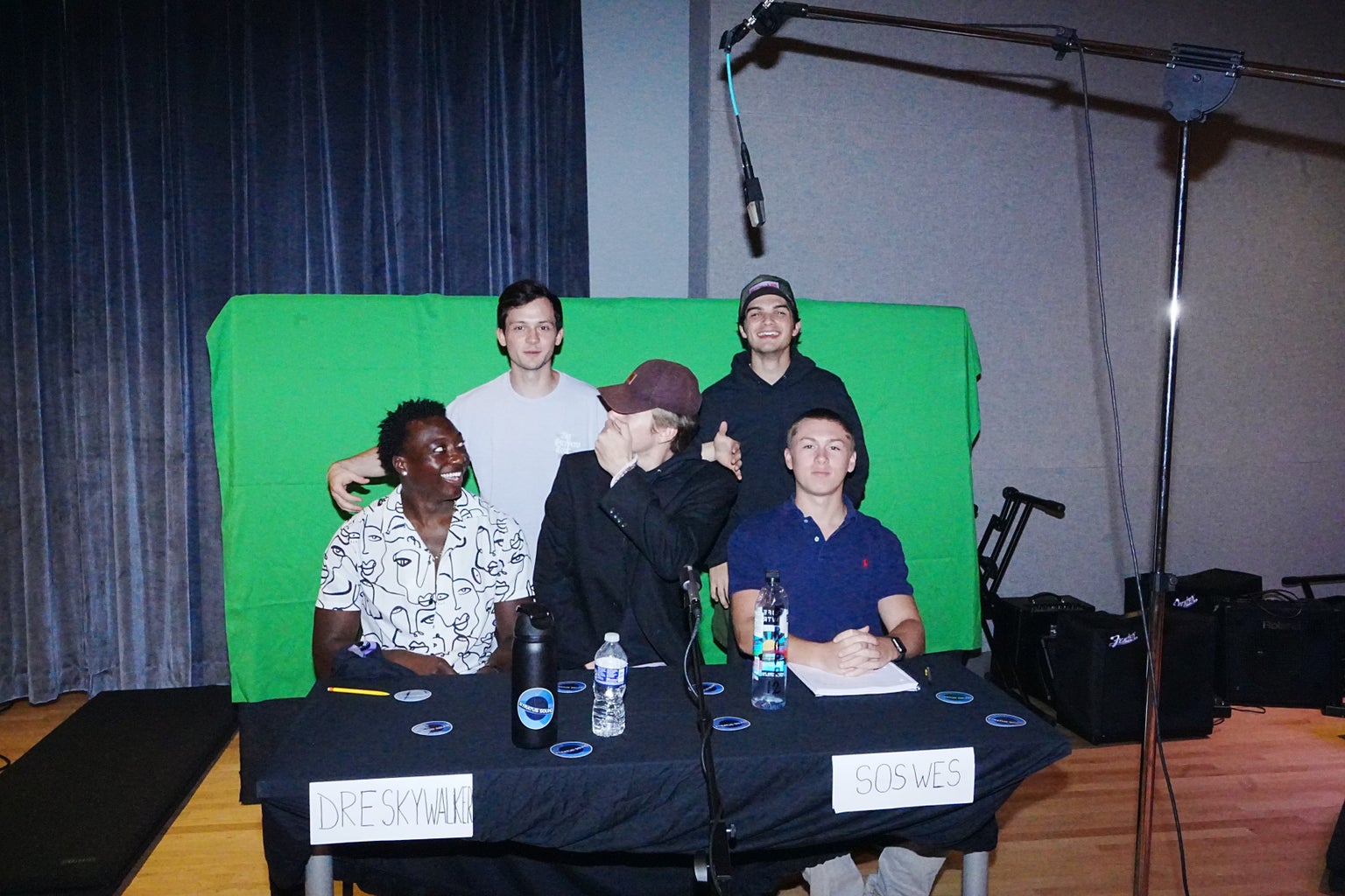 Stratus Sound (artist collective) in front of a green screen