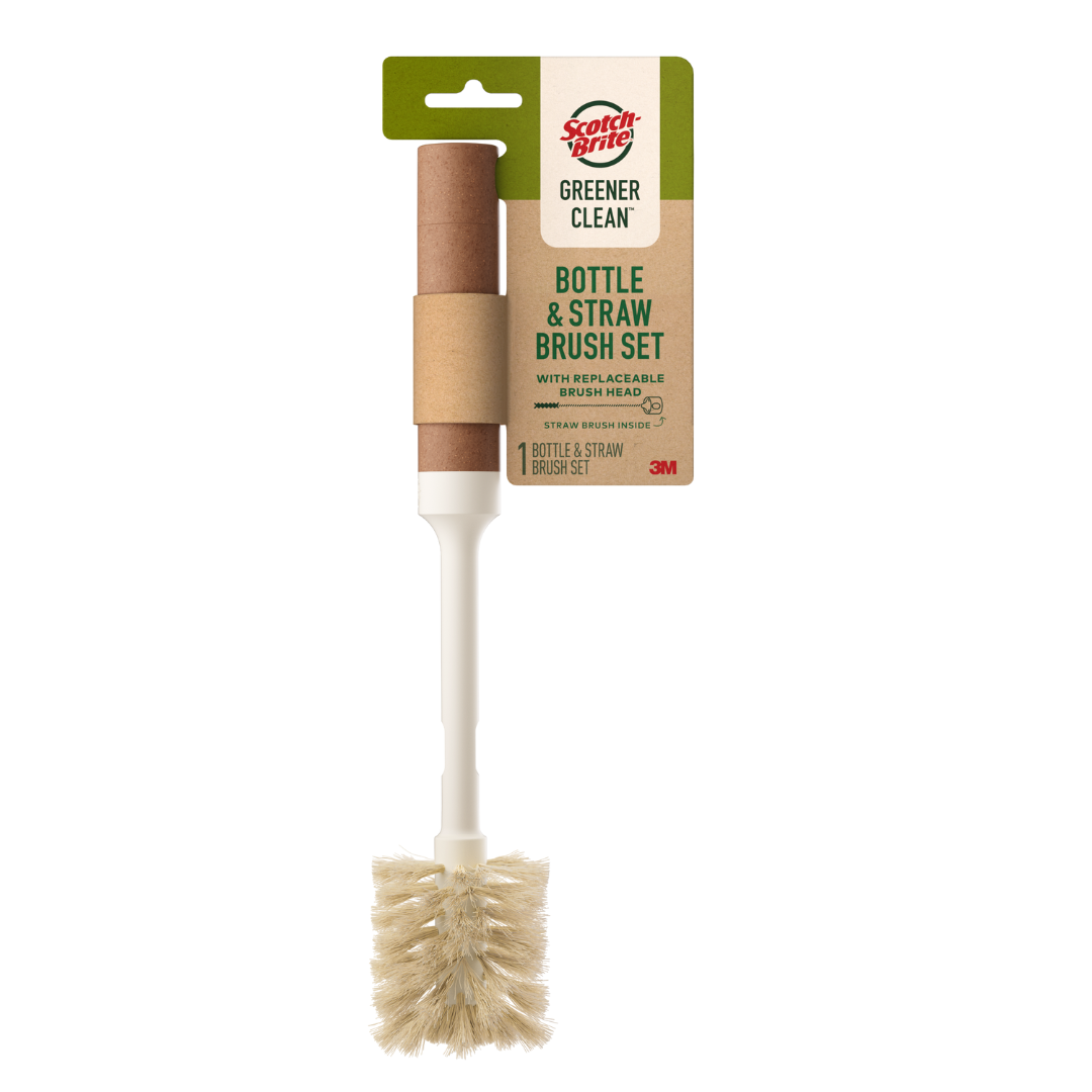 water bottle brush with brown handle
