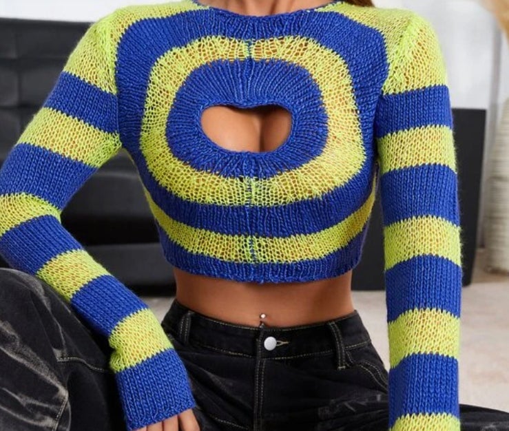 blue and yellow sweater