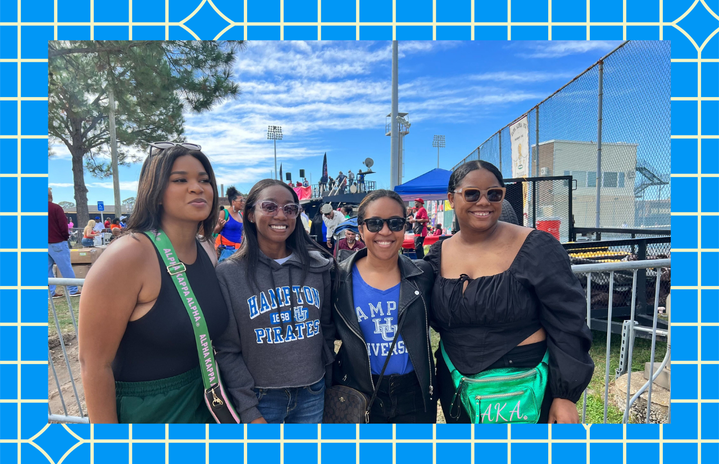 camille birdsong (the writer) and friends at hampton university\'s homecoming