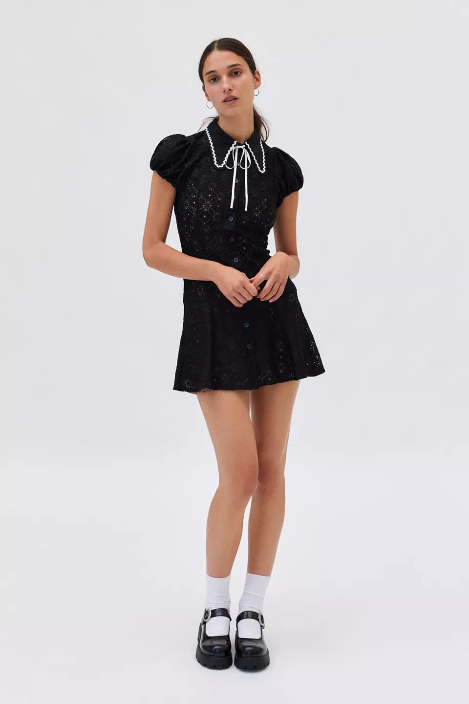 Kimchi Blue Aubrey Lace Collared Mini Dress