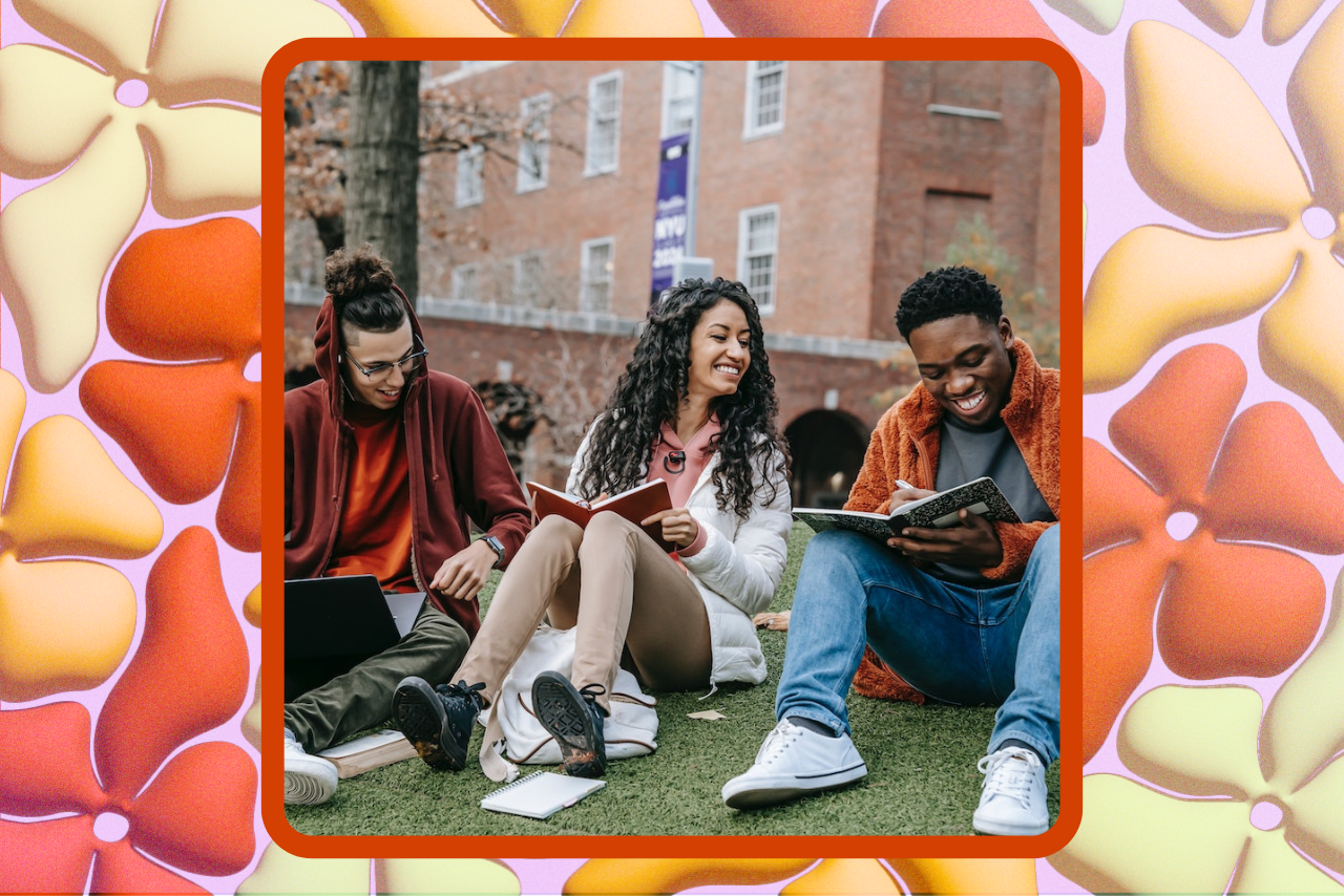 students on college campus