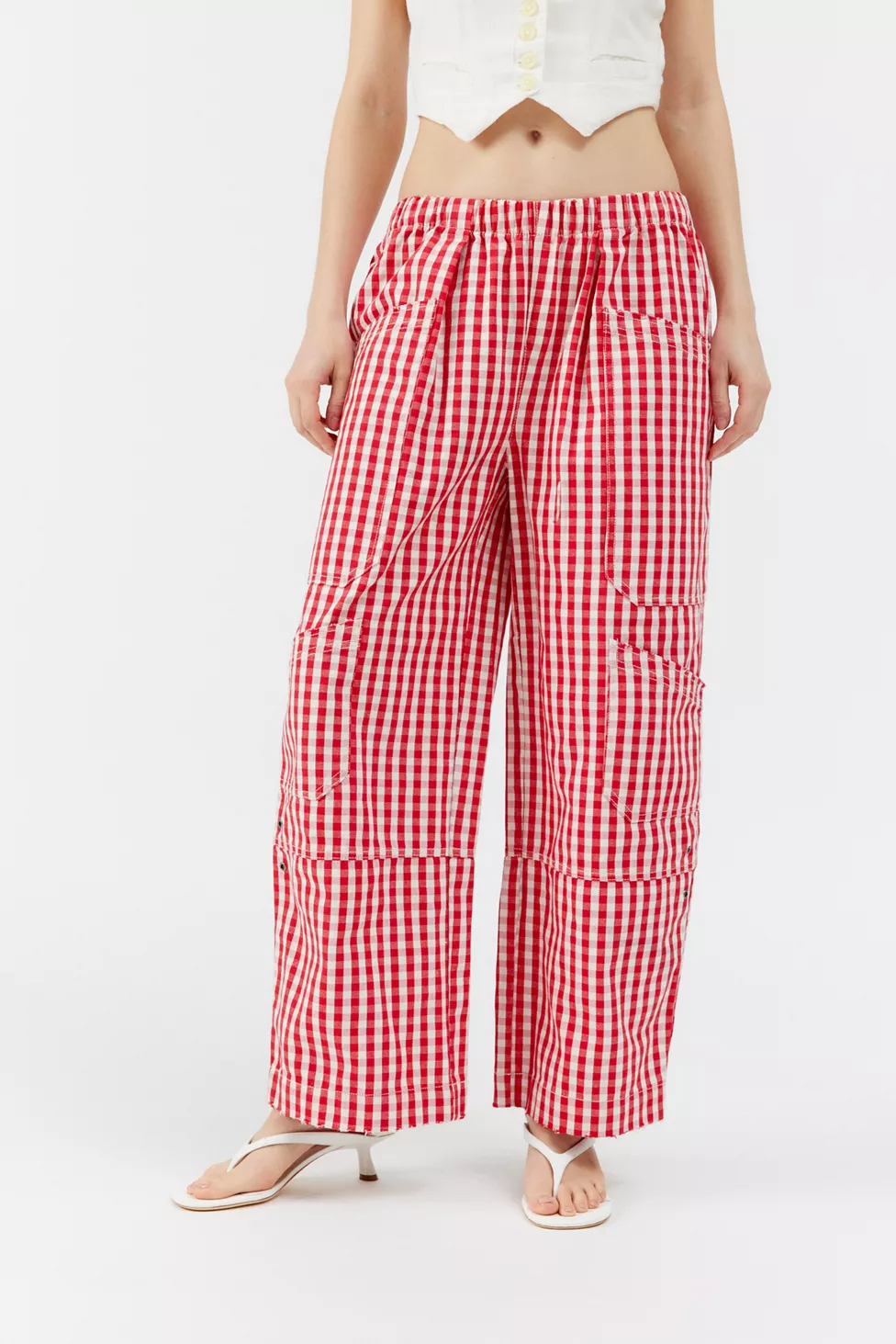 BDG Charlie Gingham Wide-Leg Pant