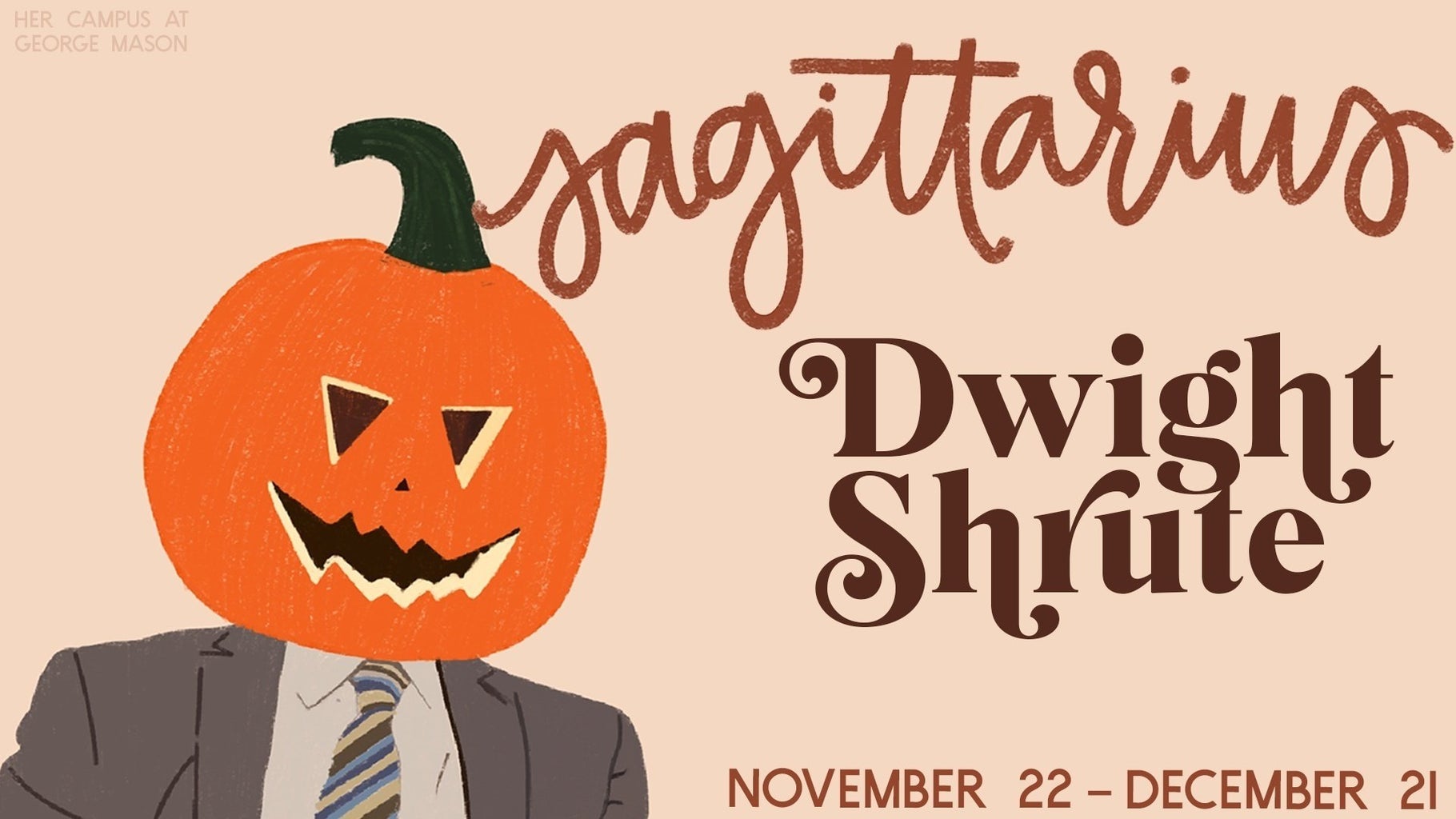 Drawing of Dwight Schrute with a pumpkin on his head