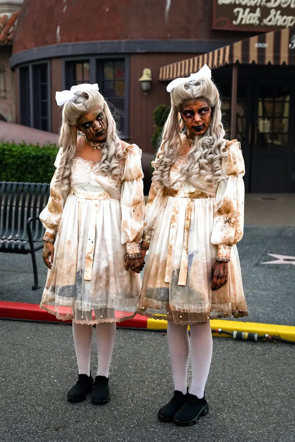 Creepy twins wearing white