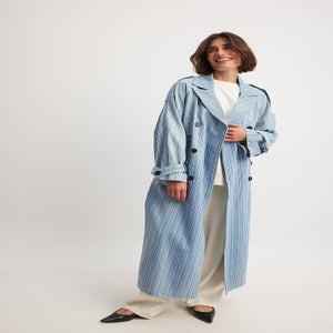 na-kd oversized belted striped trench coat