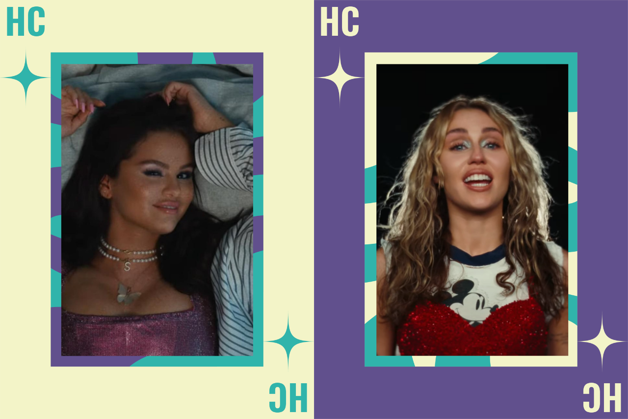 selena gomez in \"single soon\" and miley cyrus in \"used to be young\" music videos