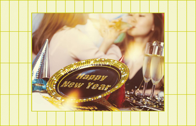 two women with new year\'s eve party supplies