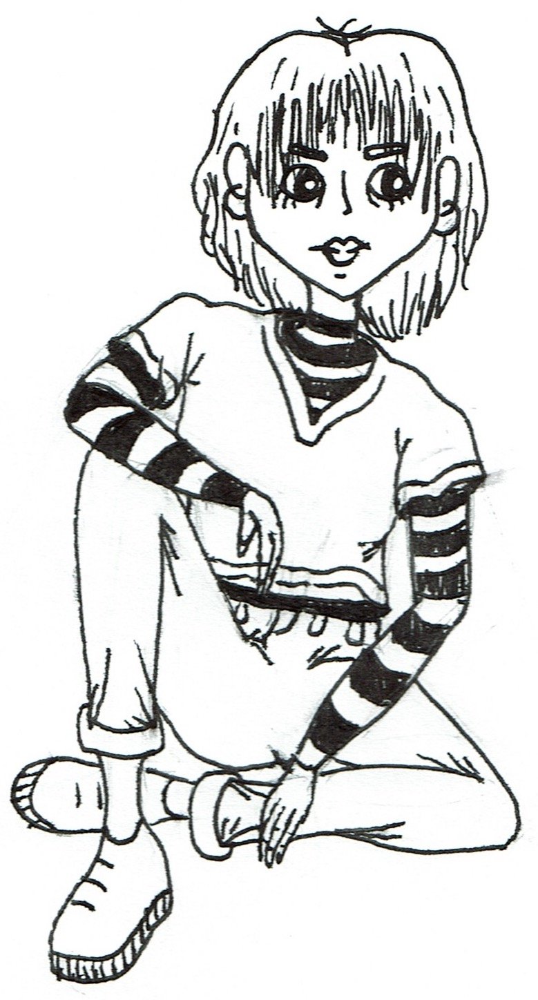 alternative girl sitting with knee up