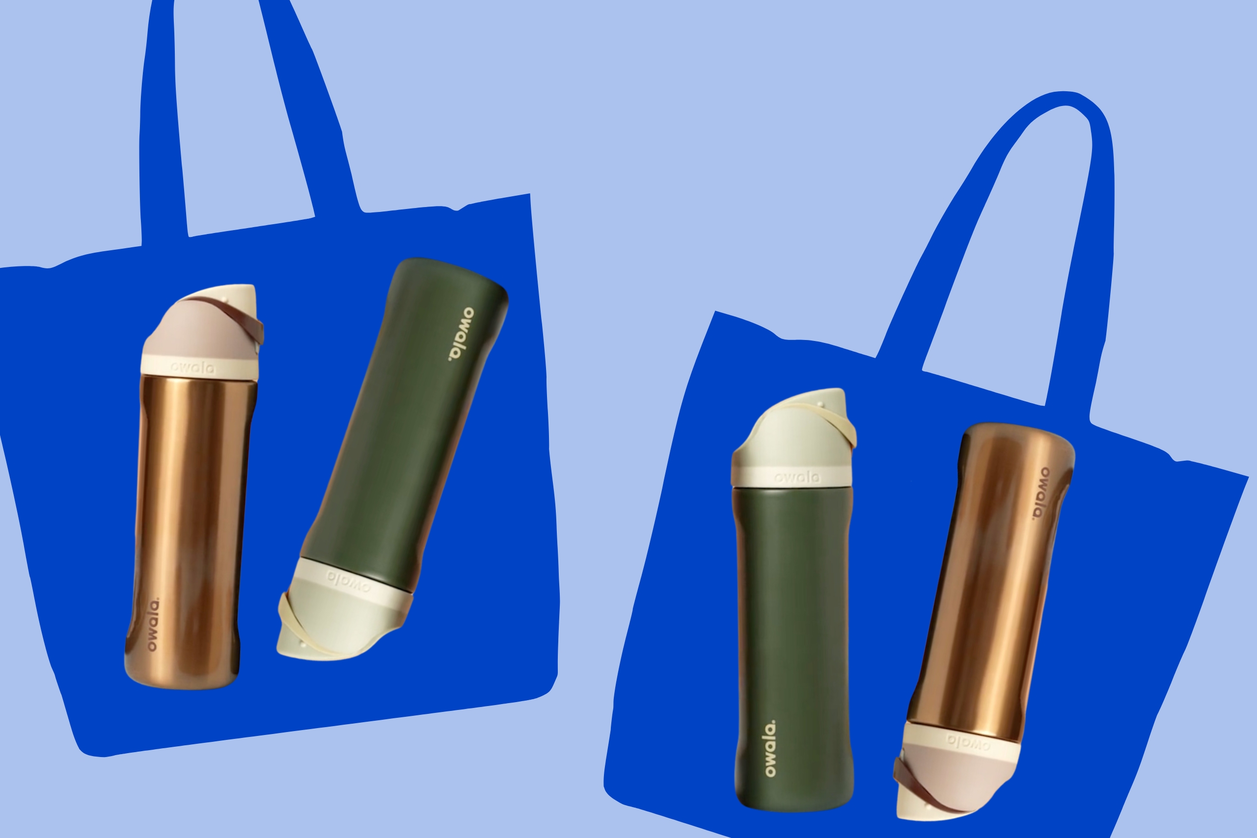 Photo of the Owala x Hearth & Hand with Magnolia water bottles.