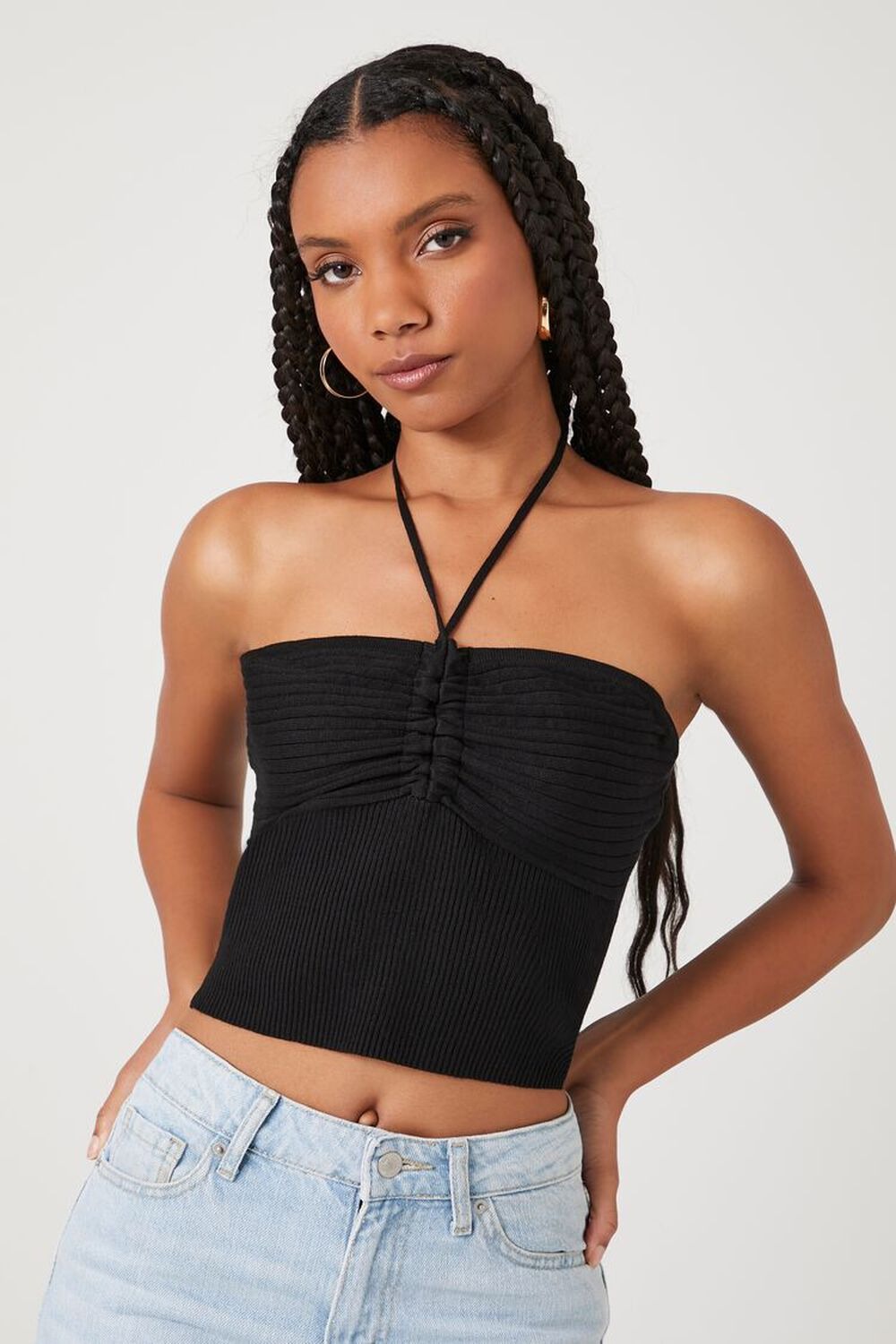 forever 21 sweater knit halter crop top
