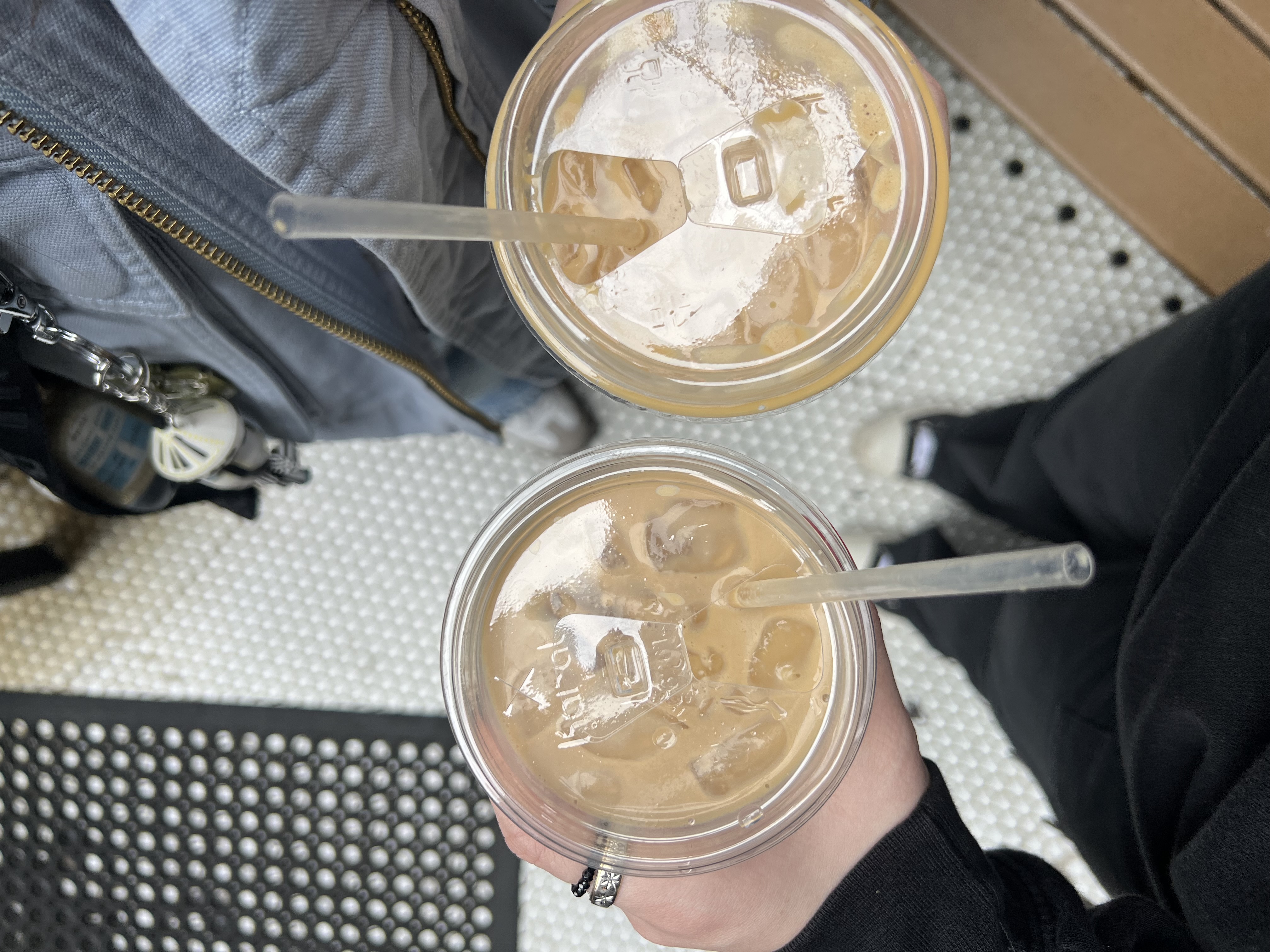 Two iced lattes
