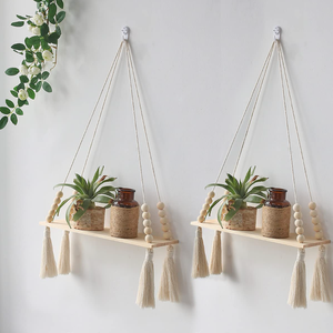 white and brown wooden macrame hanging shelves mothers day gift ideas under $40