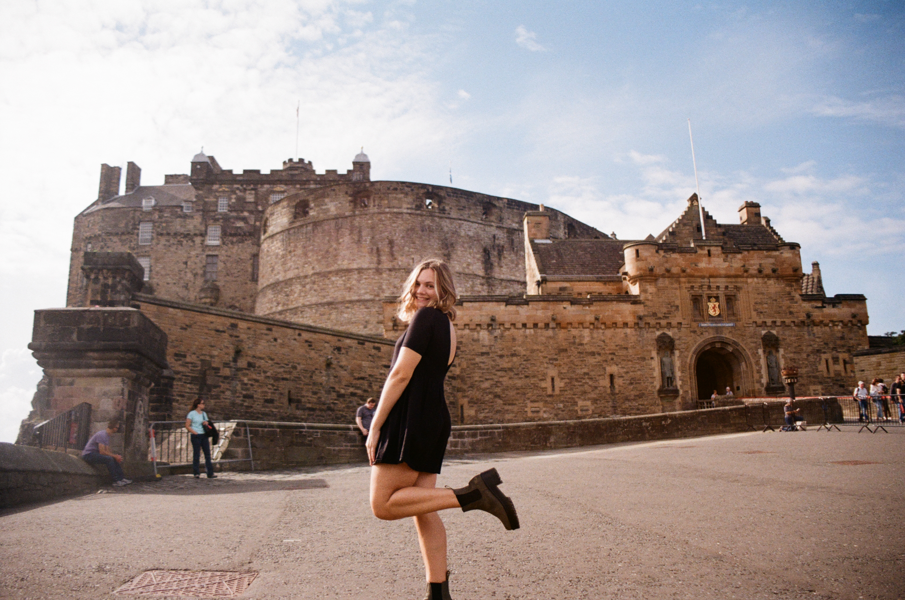 girl outside castle
