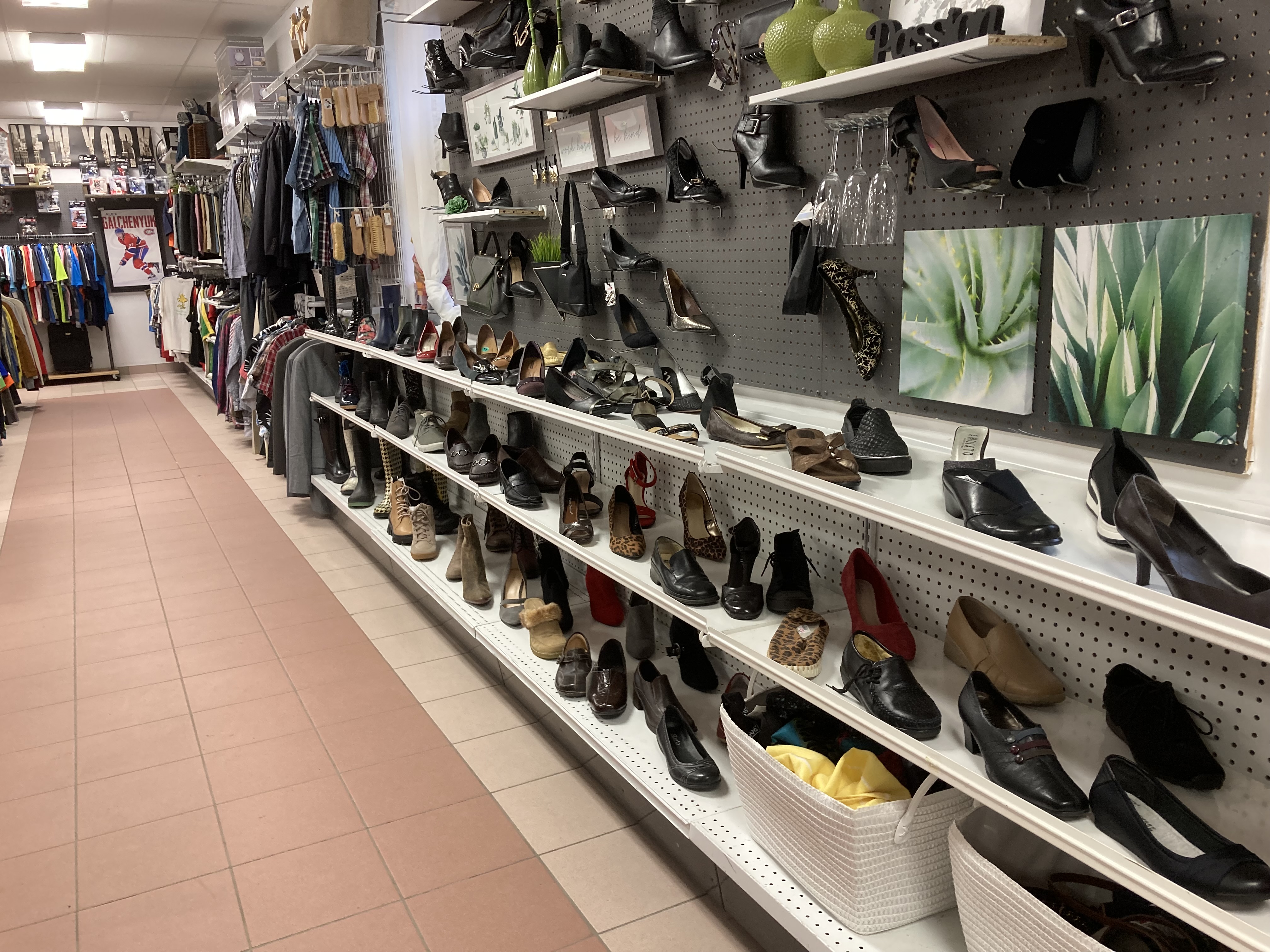 Shoes being sold at thrift stores