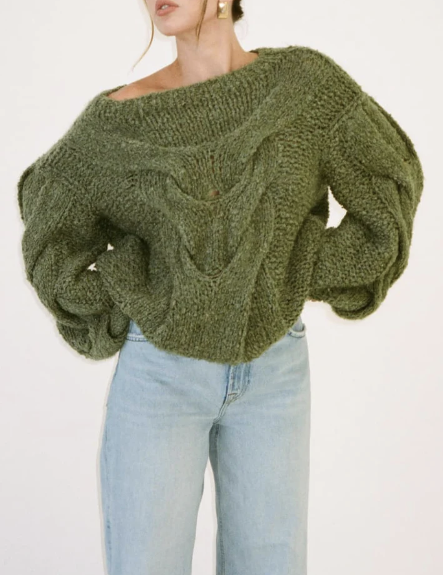Rumored Green Oversized Sweater