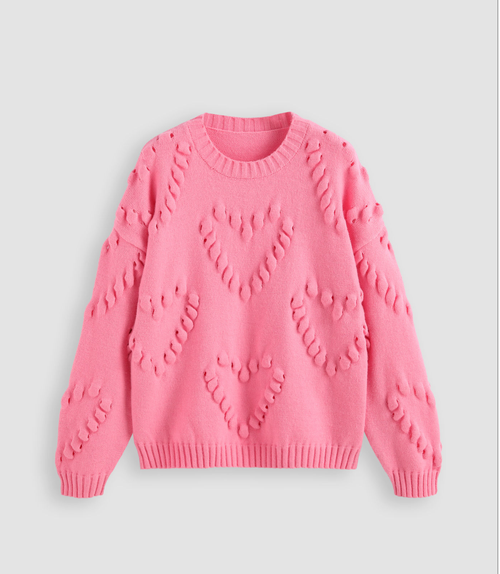 Cider Heart Pattern Texture Sweater