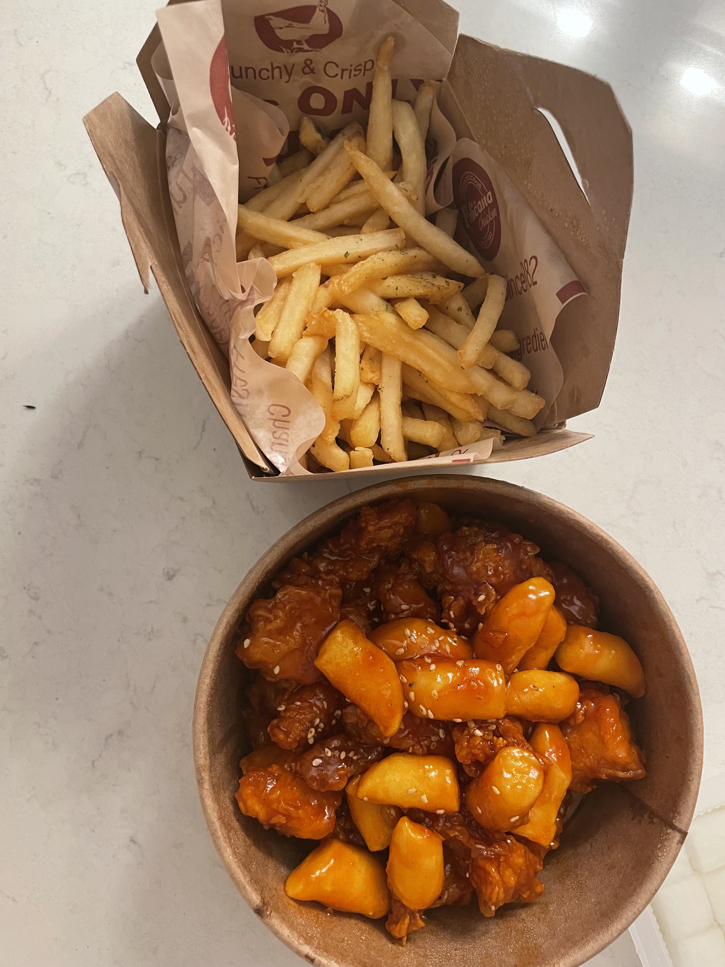 pelicana fried chicken and fries