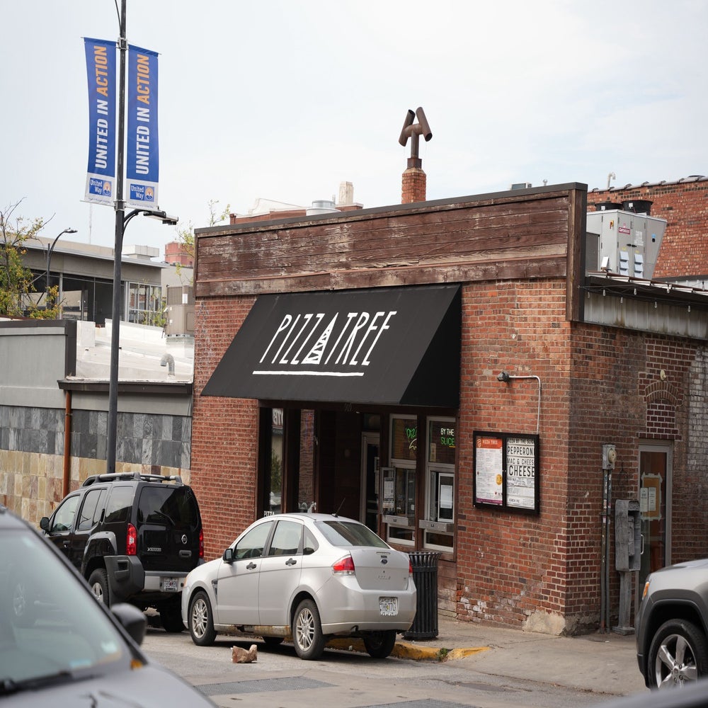 Outside picture of Pizza Tree, a local pizza shop in Columbia, Missouri