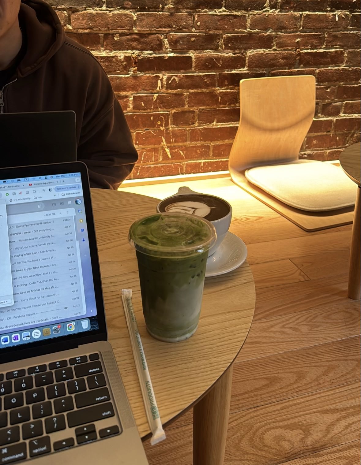 cafe seating with two drinks