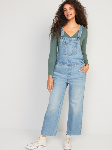 denim overalls 70s outfit