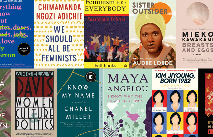 collage of feminist book covers