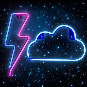 cloud and bolt neon sign for dorm room