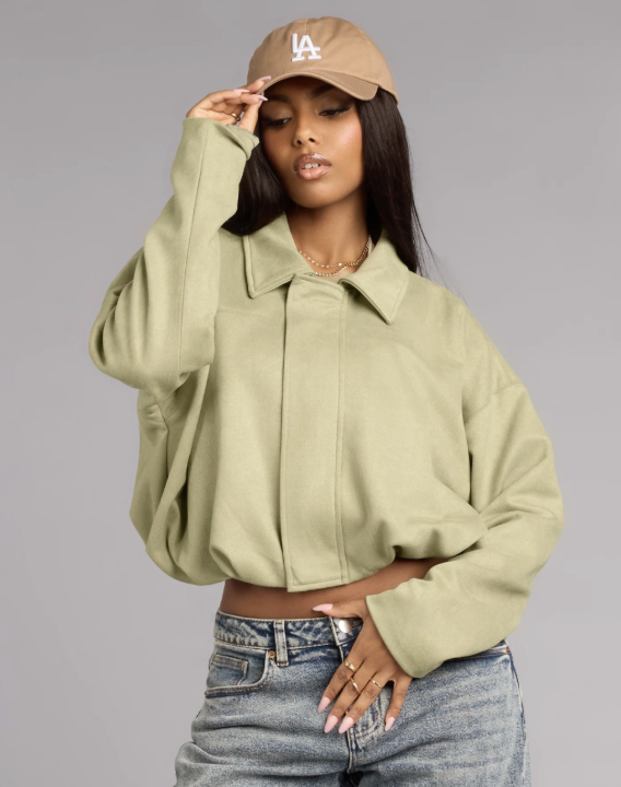 green cropped bomber