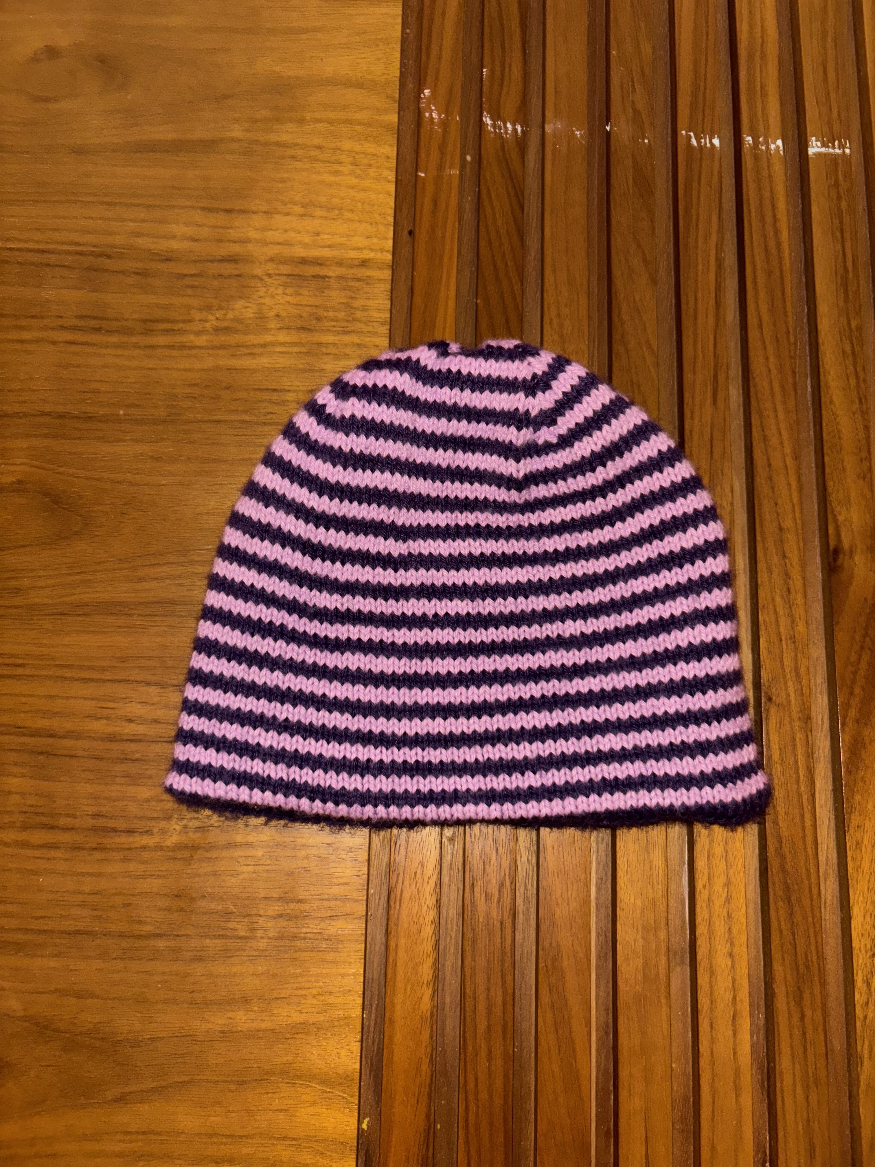 Reversible hat, striped side