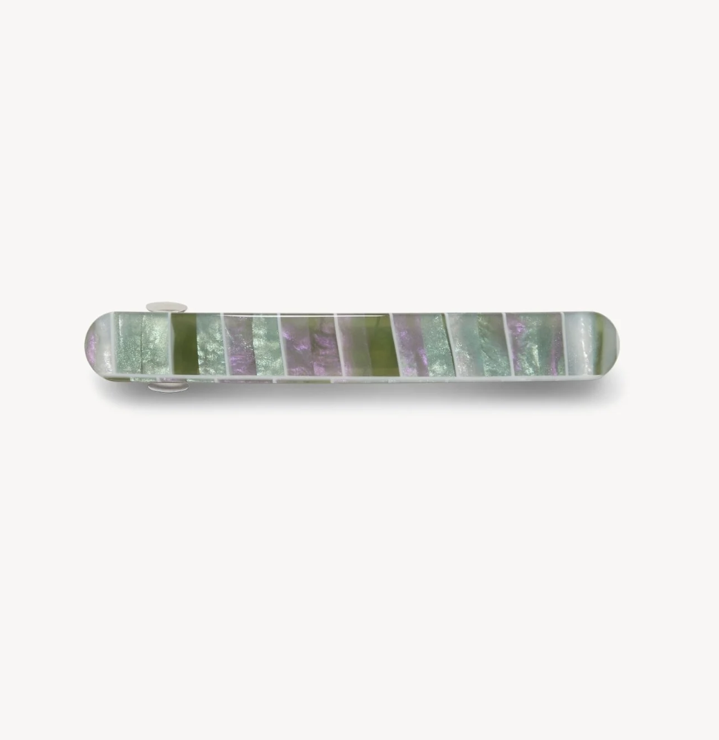 green and purple hair charm barrette